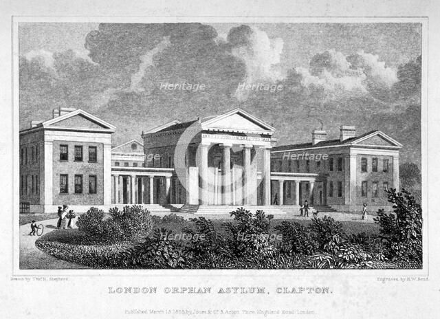 View of the London Orphan Asylum in Clapton, Hackney, London, 1828. Artist: WH Bond