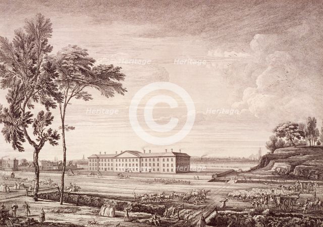 View of the London Hospital in Whitechapel Road, 1753. Artist: Jean Baptiste Claude Chatelain