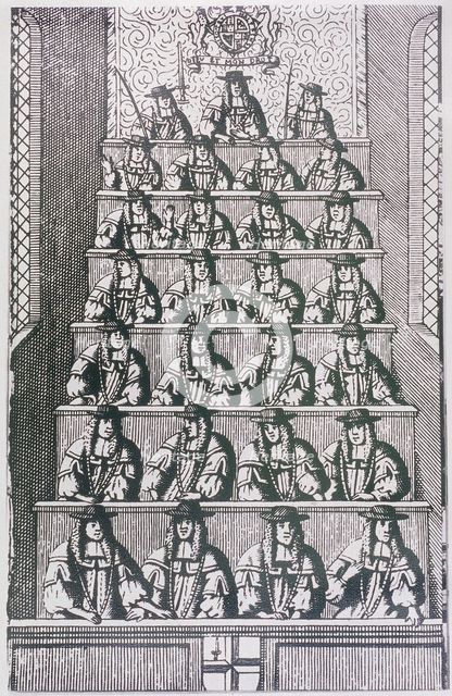 View of the Lord Mayor and court of Aldermen, depicted in 1681, (c1950). Artist: Anon