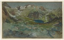 View of the Lac d’Espingo and the Cirque d’Espingo in the Pyrenees, Aug. 21, 1865. Creator: Eugène Emmanuel Viollet-le-Duc
