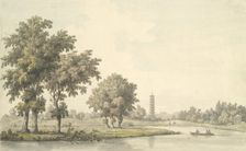 View of the Lake and the Island from the Lawn at Kew, 1763. Creator: William Marlow