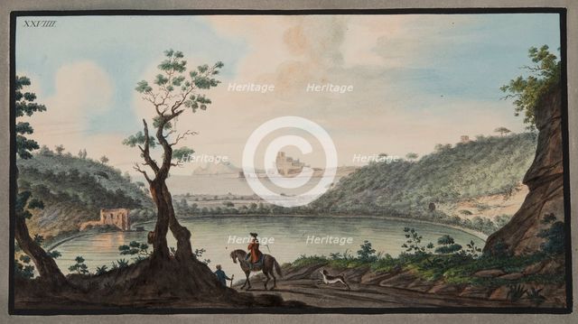 View of the Lake Avernus from the road between Puzzoli and Cuma, 1776.
