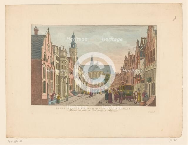 View of the Langestraat, the town hall and the Grote Kerk in Alkmaar, 1824-1825. Creator: Carel Frederik Bendorp.