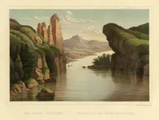 View of the Lena River at Ursk Gate, 1856. Creator: Ivan Dem'ianovich Bulychev