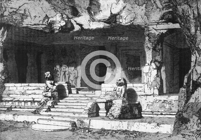 'View of the Lions' Cave, Elephanta', c1891. Creator: James Grant.