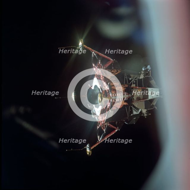 View of the Lunar Module from the Command Module, Apollo 11 mission, July 20, 1969.  Creator: Michael Collins.