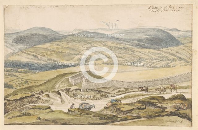 View of the mountains from High Peak in Derbyshire, 1699. Creator: Jan Siberechts.