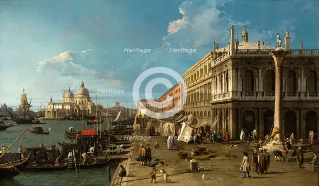 View of the Molo with the Palazzo della Zecca and the Column of Saint Theodore.