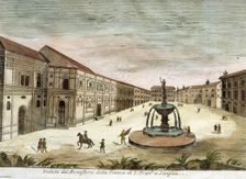 View of the Monastery in the Plaza de San Francisco in Seville, 19th century drawing