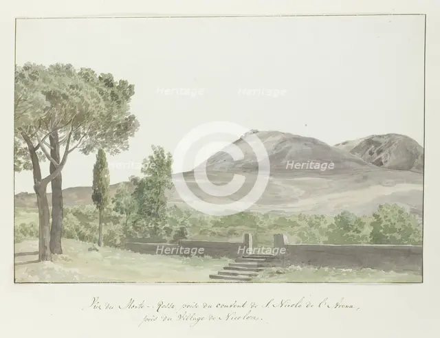View of the Monti Rossi at San Nicolo l'Arena monastery close to Nicolosi, 1778. Creator: Louis Ducros.