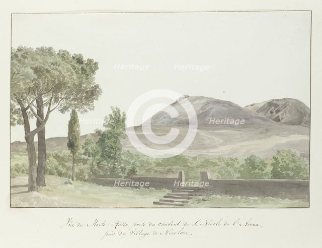 View of the Monti Rossi at San Nicolo l'Arena monastery close to Nicolosi, 1778. Creator: Louis Ducros.