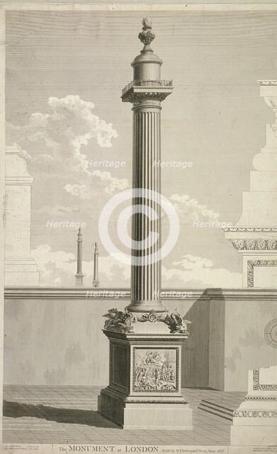 View of the Monument, City of London, 1791.  Artist: William Lowry