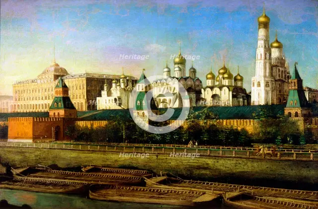'View of the Moscow Kremlin', 19th century. Artist: Nikolai Podklyuchnikov