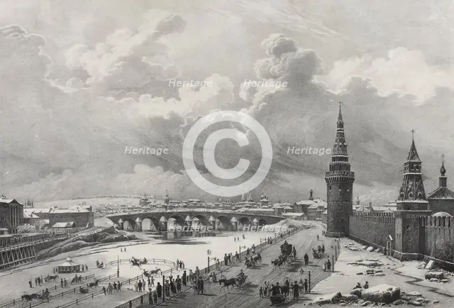 View of the Moscow Kremlin and the Kamenny Bridge (Greater Stone Bridge), 1825.