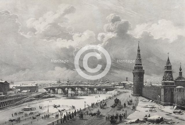 View of the Moscow Kremlin and the Kamenny Bridge (Greater Stone Bridge), 1825.