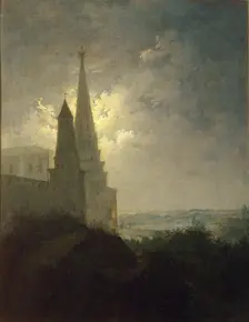 View of the Moscow Kremlin and Zamoskvorechye at night, 1849
