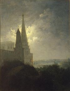 View of the Moscow Kremlin and Zamoskvorechye at night, 1849