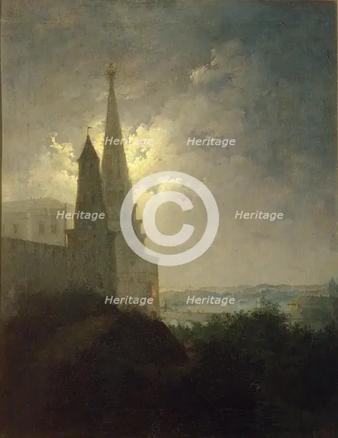 View of the Moscow Kremlin and Zamoskvorechye at night, 1849.