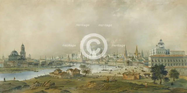 View of the Moscow Kremlin from the Ustinsky Bridge. Artist: Bossoli, Carlo (1815-1884)