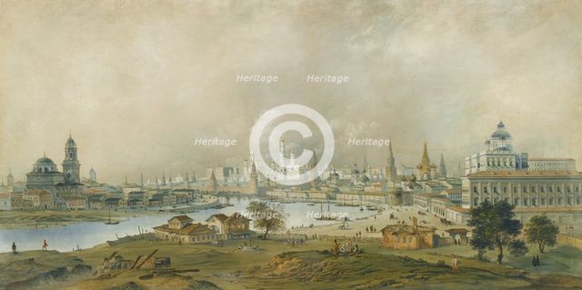 View of the Moscow Kremlin from the Ustinsky Bridge. Artist: Bossoli, Carlo (1815-1884)