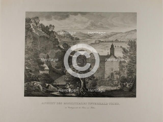 View of the Mosel Valley below Trier with the Rocks of Pallien in the Foreground, 1824/27. Creator: Johann Anton Ramboux.