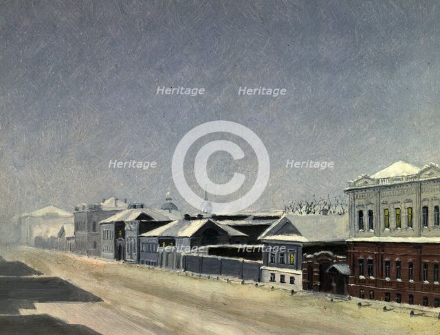 View of the Magistratskaia Street in the Night, 1880-1897. Creator: Pavel Mikhailovich Kosharov.