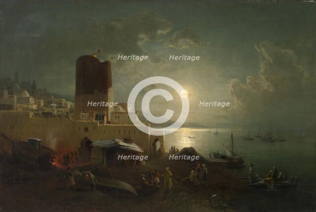 View of the Maiden Tower in Baku. Artist: Franken, Paul von (1818-1884)