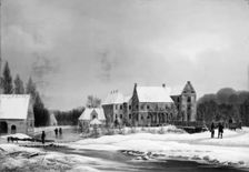 View of the main garden at Lykkesholm, Funen, winter, 1834. Creator: Frederik Michael Ernst Fabritius de Tengnagel