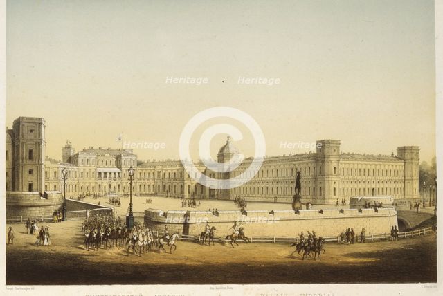 View of the Main Gatchina palace, Mid of the 19th cen.. Artist: Schulz, Carl (1823-1876)