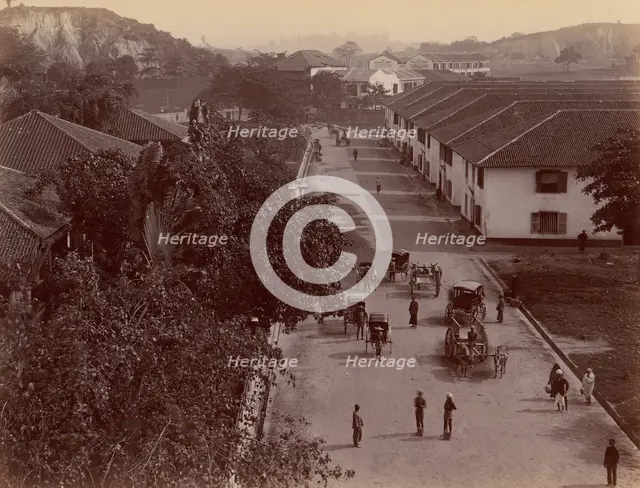 View of the Main Road, Singapore, 1860s-70s. Creator: Unknown.