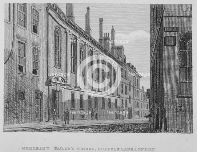 View of the Merchant Taylors' School in Suffolk Lane, City of London, 1827. Artist: John Chessell Buckler