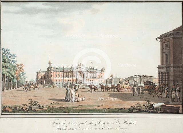 View of the Michael Palace and the Connetable Square in St. Petersburg, 1800. Artist: Paterssen, Benjamin (1748-1815)