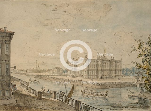 View of the Michael Palace in Saint Petersburg, 1799-1800. Artist: Alexeyev, Fyodor Yakovlevich (1753-1824)