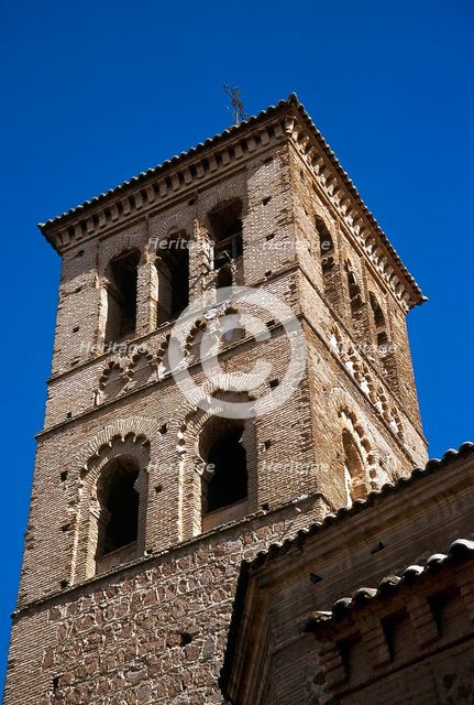 View of the Mudejar tower, Church of San Roman, Toledo, Spain, 2008.  Creator: LTL.