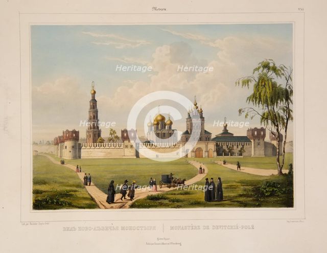 View of the Novodevichy Convent in Moscow, 1840s. Artist: Bachelier, Charles-Claude (First half of 19th cen.)