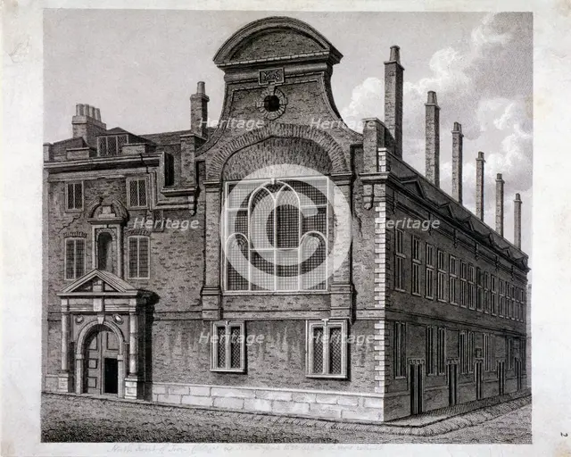 View of the north front of Sion College, London, 1800. Artist: William Wise