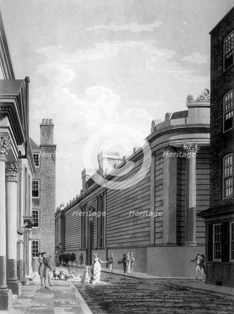 View of the north front of the Bank of England, City of London, 1797. Artist: Thomas Malton II