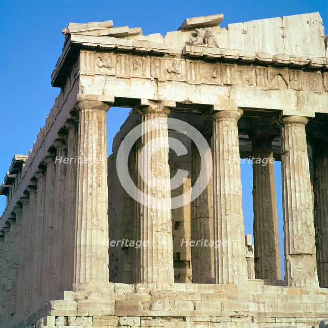 View of the north-west corner of the Parthenon, 5th century BC. Artist: Unknown