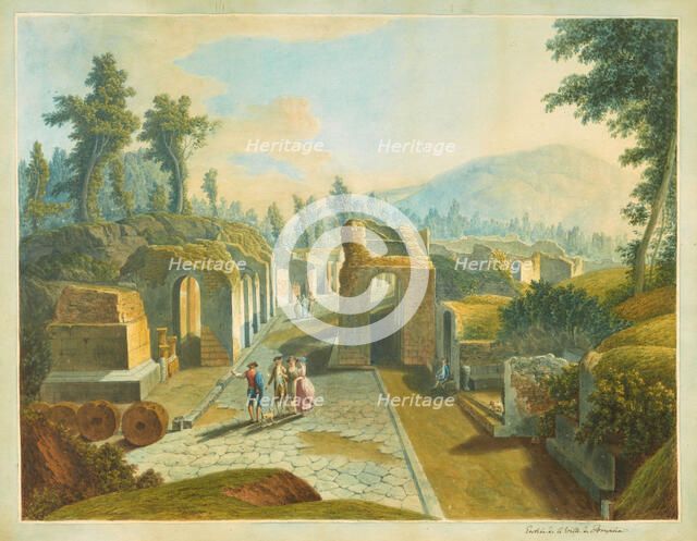 View of the northwest corner of Pompeii with Porta Ercolano, ca 1770. Creator: Smuglewicz, Franciszek (1745-1807).