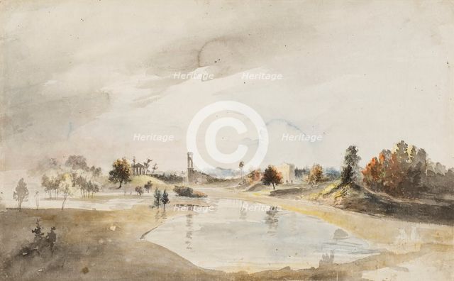 View of the northern archipelago east of the Ekotemplet in Hagaparken, c18th century. Creator: Elias Martin.