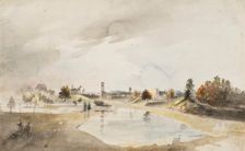 View of the northern archipelago east of the Ekotemplet in Hagaparken, c18th century. Creator: Elias Martin