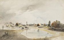 View of the northern archipelago east of the Ekotemplet in Hagaparken, c18th century. Creator: Elias Martin