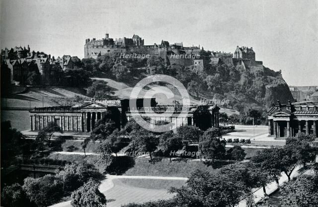 'View of the National Gallery of Scotland and Edinburgh Castle', c1945. Artist: Unknown.