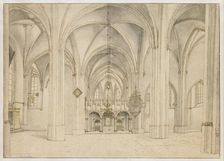 View of the Nave and Choir of the Sint-Cunerakerk, Rhenen, Looking East, 1644. Creator: Pieter Jansz Saenredam