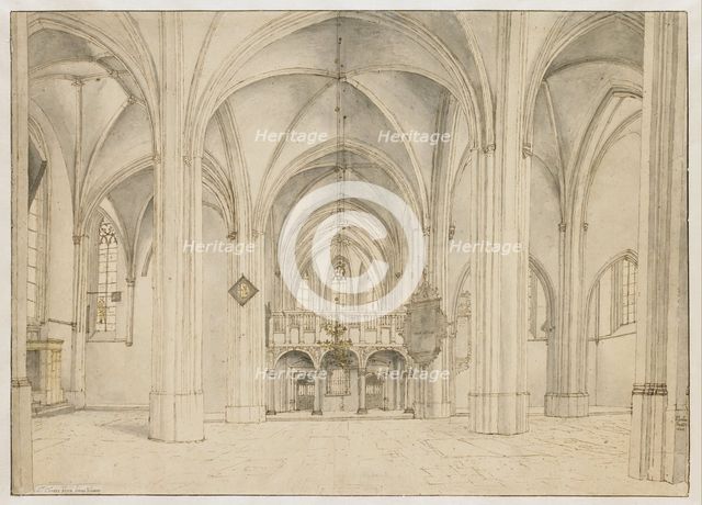 View of the Nave and Choir of the Sint-Cunerakerk, Rhenen, Looking East, 1644. Creator: Pieter Jansz Saenredam.