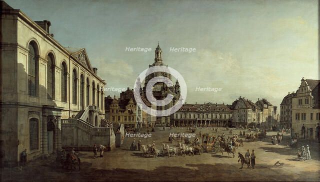 View of the Neumarkt in Dresden from the Jüdenhofe, 1749. Artist: Bellotto, Bernardo (1720-1780)
