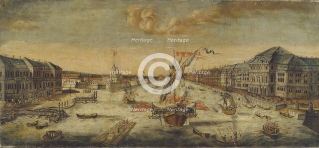 View of the Neva River banks, 1753. Artist: Anonymous, 18th century  