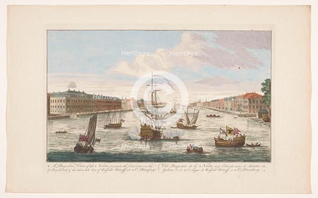 View of the Neva River in Saint Petersburg seen from the west side, 1745-1794. Creator: Anon.