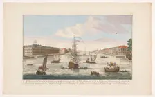 View of the Neva River in Saint Petersburg seen from the west side, 1745-1794. Creator: Anon