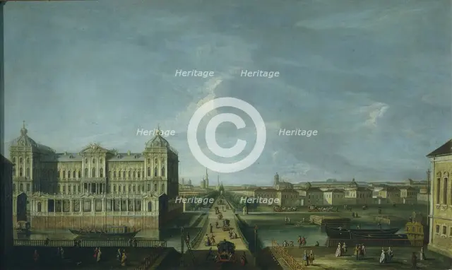 View of the Nevsky Prospekt and the Anichkov Palace, Second Half of the 18th cen.. Artist: Anonymous  